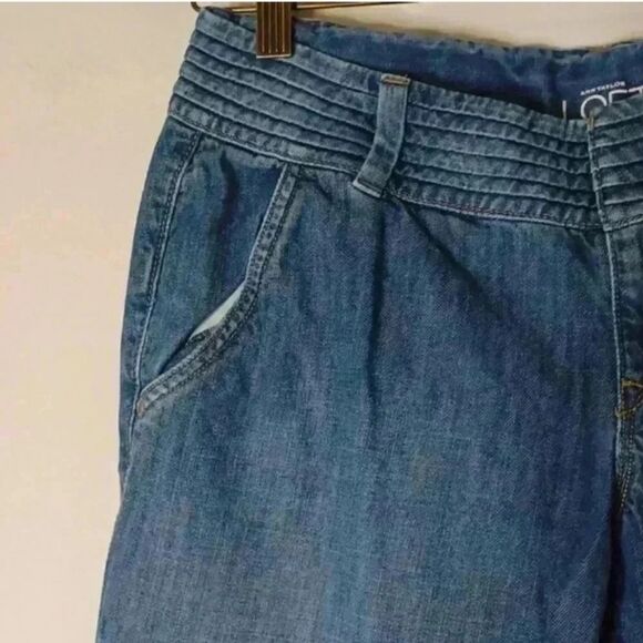 LOFT 100%Cotton Medium Indigo Flare Wide Leg Jeans - Picture 7 of 12